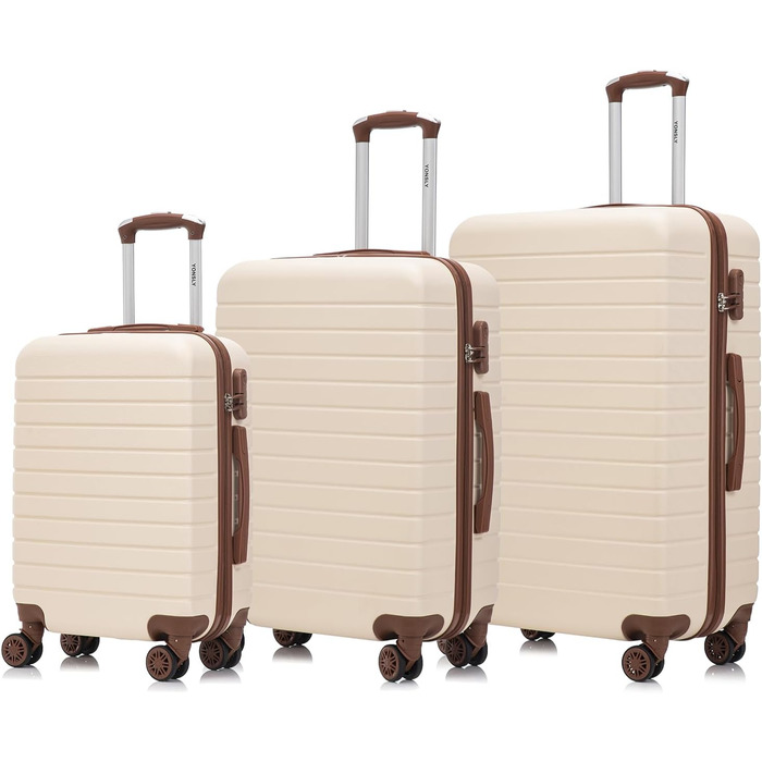 Набір валіз-ролерів (3 шт): M, L, XL, білий, з коліщатками 360°, замком, зручною ручкою. Elfenbeinweiß