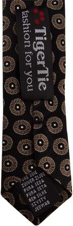 Краватка чоловіча TigerTie вузька шовкова в крапку (темно-коричневий, срібний)