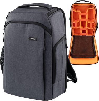 Рюкзак для фототехніки DÖRR Prag Pro 16L, водонепроникний, для DSLR/SLR, з відділенням для ноутбука 16 дюймів, знімні перегородки, кріплення для штатива, дронів, сірий