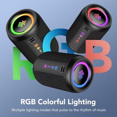 Bluetooth колонка 15W, портативна, водонепроникна IPX7, з TWS стерео, 12 год автономії, чорна – для спорту, вечірок, подорожей