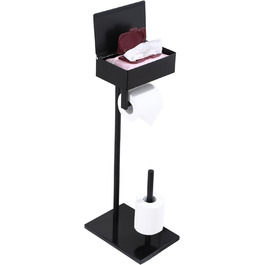 Day Moon™ Standing Toilet Paper Holder, Wet Toilet Paper Box - Toilet Paper Holder with Wet Tissue Box, Toilet Paper Holder with Shelf - Toilet Paper Holder Matte Black Free Standing