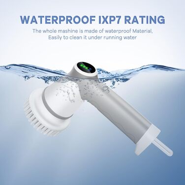 Electric Cleaning Brush for Bathroom, Electric Cleaning Brush with LED Display, Spin Scrubber with 5 Brush Heads, Handheld Cleaning Brush for Household, Floor, Car Tires, Type-C Fast Charging, 2 Modes