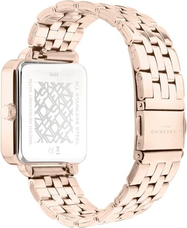 Жіночий годинник Liebeskind Berlin – Квадратні годинники з кварцовим механізмом 28x28 мм – Водостійкість 3 ATM – Ремінець з нержавіючої сталі, шкіри або сітки – Сучасний та універсальний (Рожеве золото / Білий)