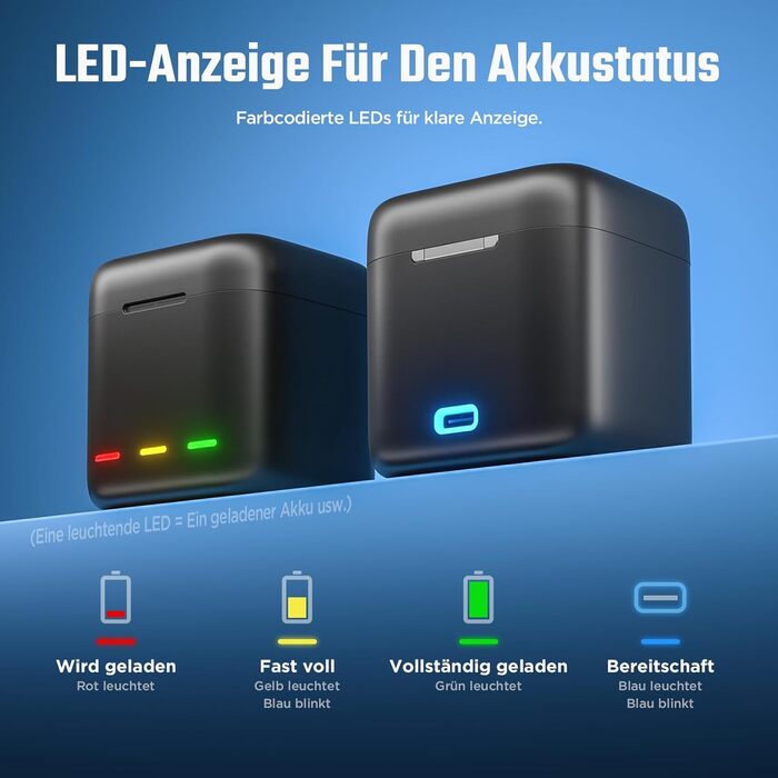 Зарядний пристрій для GoPro Hero 13 Black — 3-канальний зарядний пристрій з швидкою зарядкою, USB-C кабель. Сумісний з GoPro Hero 13 Black, оригінальний акумулятор (без акумулятора). Для Hero 13