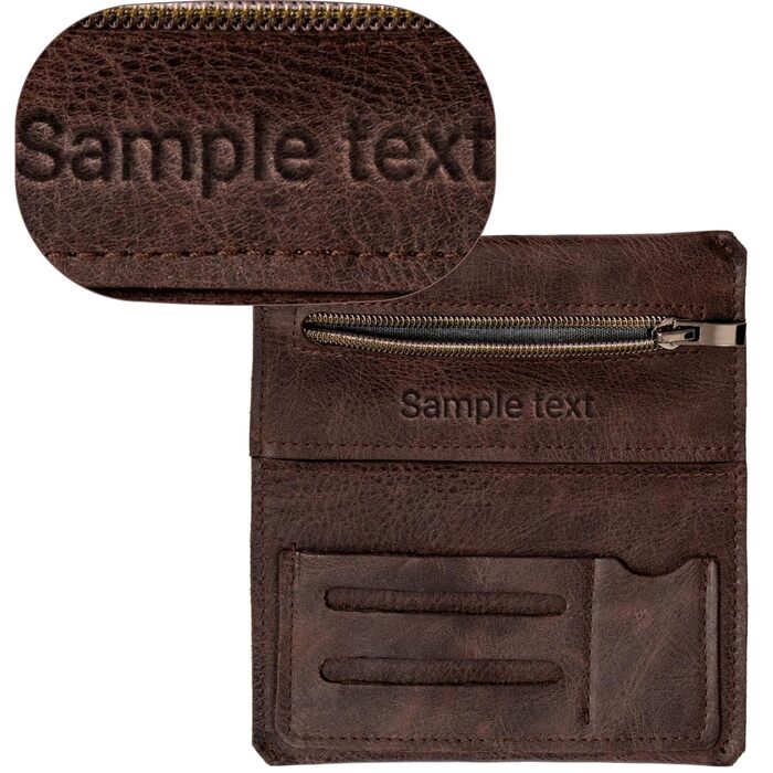 Simaru Personalized Tobacco Pouch with Engraving from Leather for 30g Tobacco Bag, Genuine Leather Roller Pouch including Filter Compartment and Pouch Holder (Dark Gray) (Dark Brown Engraving)