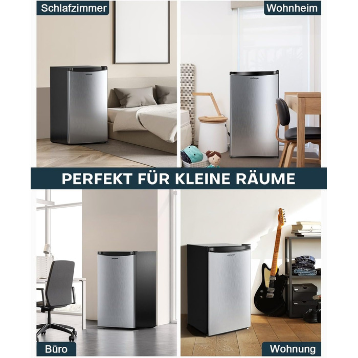 Холодильник Upstreman 91L з функцією швидкого охолодження, 5 температурних режимів (1-8℃), енергоефективний, 41 дБ, компактний та місткий, для студентського гуртожитку/офісу, BR321 (срібний)