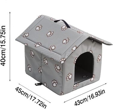 Кіт-будинок Outdoor, Будиночок для котів на вулицю, Зимові будинки для котів на вулицю, Водонепроникний, Будиночок для цуценят на вулицю, Знімний прозорий завіс (L, Сірий-2) Сірий-2 L