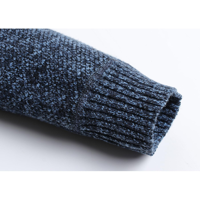 Чоловіча в'язана кофта-кардиган з коміром-стійкою та скрученим візерунком. Тепла флісова куртка з блискавкою для чоловіків (XL, сірий & блакитний)