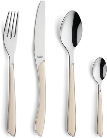 Набір столових приборів Kuppels Prisma для 6 осіб з нержавіючої сталі, рожеві ручки | 24 шт. | Нержавіючий | Столовий набір | Kuppels