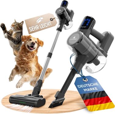 Акумуляторний пилосос 3-в-1 з LED-дисплеєм та індикатором заряду акумулятора | Безщіткова турбощітка для видалення шерсті тварин | Бездротовий пилосос-комлект без мішка для авто, килима та дому