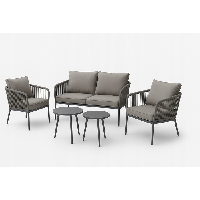Комплект садових меблів ExitoDesign з металу, сірий, 5 предметів