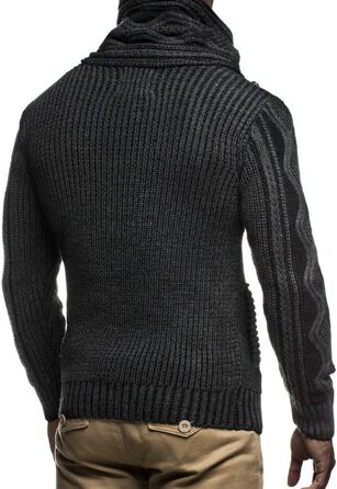 Чоловічий светр Leif Nelson з коміром-шарфом, Slim Fit, зимовий, повсякденний, велика в'язка, чорний, з капюшоном, Розмір: XL