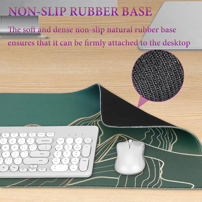 Килимок для миші HAUTOCO Gaming XXL 800x300 мм, чорний, з абстрактним дизайном гори, антиковзаюча гума, для комп'ютера