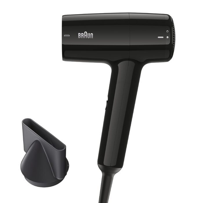 Фен для волосся Braun HD1.5 (BRHD150E) компактний дорожній, 1800 Вт, 3 режими температури та швидкості, з насадкою-концентратором, чорний