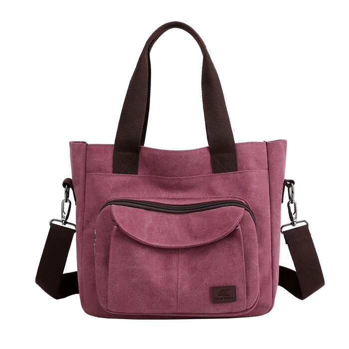Сумка жіноча Canvas Hobo через плече, повсякденна крос-боді, пляжна сумка-тоут, багатофункціональна з відділеннями, вінтажна сумка для роботи, подорожей, університету (Ліловий)