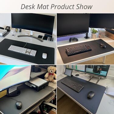 Килимок для столу Niviy з екошкіри, XXL, 80x40 см, чорний. Нековзкий, водонепроникний, для офісу та дому.