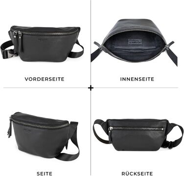 Berliner Bags Преміум Поясна Сумка Noah, Чоловіча/Жіноча Сумка через Плече з Шкіри, Кросбоді, Чорна