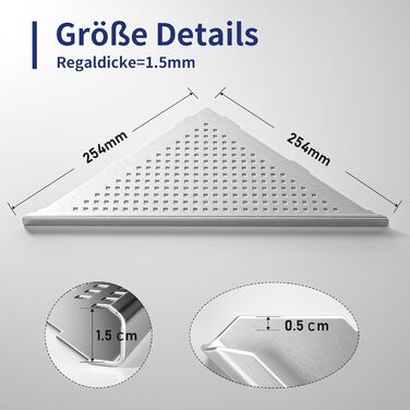 Поличка для душу Eck з нержавіючої сталі 304, 2 шт. для ванної кімнати, сітчаста, для плитки, монтажна, срібна