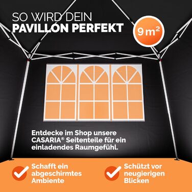 CASARIA® Capri Pavilion 3x3m Pop-Up UV Protection 50+ Waterproof Winter-Proof with Bag Foldable Stable Camping Garden Pop-Up Pavilion Party Tent (Black)
