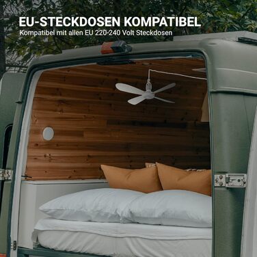 Стелянка вентилятор Bestlivings білий з кабелем 5м, Ø40 см, 220V, 5W