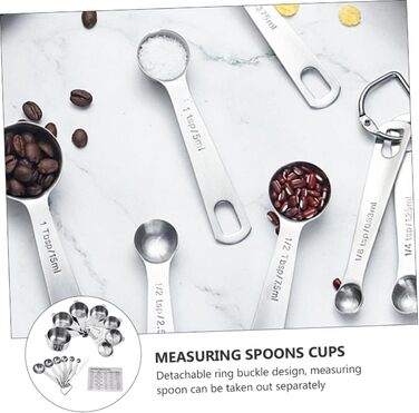 Mikinona 15St Measuring Spoon Conversion Chart Portable Rice Spoon Measuring Cup Baking Mini Shovel Measuring Cup Set Measuring Cups Set Kitchenware Multipurpose Shovel Stainless Steel Silver