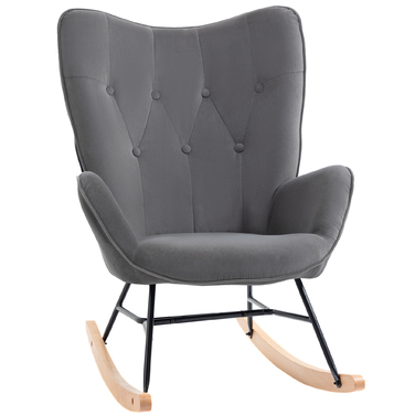HOMCOM Rocking Chair with Steel Frame, Padded Lounge Chair, Velvet-like Polyester, Comfortable Seat for Living Room