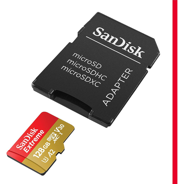 Карта пам'яті SanDisk Extreme 128GB microSDXC зі швидкістю читання до 190МБ/с та адаптером