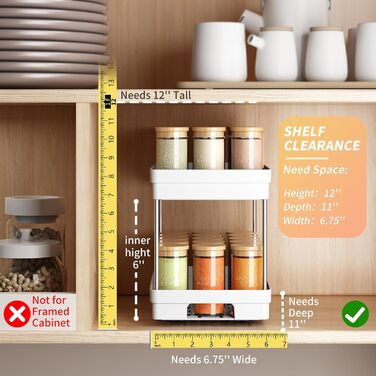 Висувна полиця-організатор для спецій у шафу, 2 шт. (ширина 10.9 см, глибина 26.9 см, висота 20.8 см)