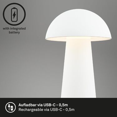 LED настільна лампа BRILONER бездротова з сенсорним керуванням, диммування, тепле біле світло, 28x16 см