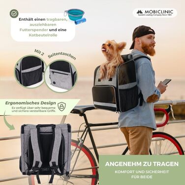 Рюкзак-переноска для котів та собак Mobiclinic® Pets, складаний, з вентиляцією, кишенями для їжі та аксесуарами, регульований, 37x29x37x5 см