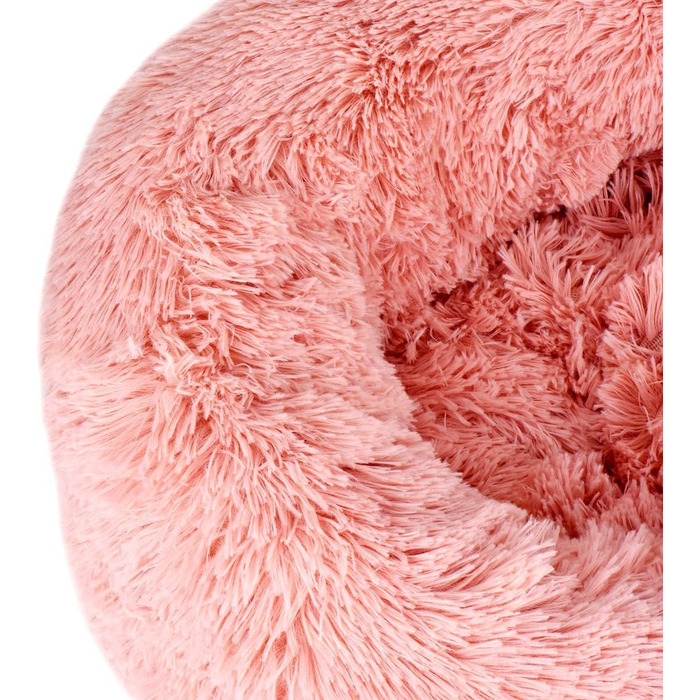 М'яке кругле ліжко для котів та собак. Ліжко-подушка для домашніх тварин, 70см/50см, білий/рожевий колір