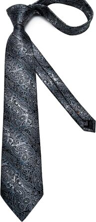 Мужской шелковый галстук і нагрудний платок DiBanGu: набір для формального стилю (чорний, сірий)