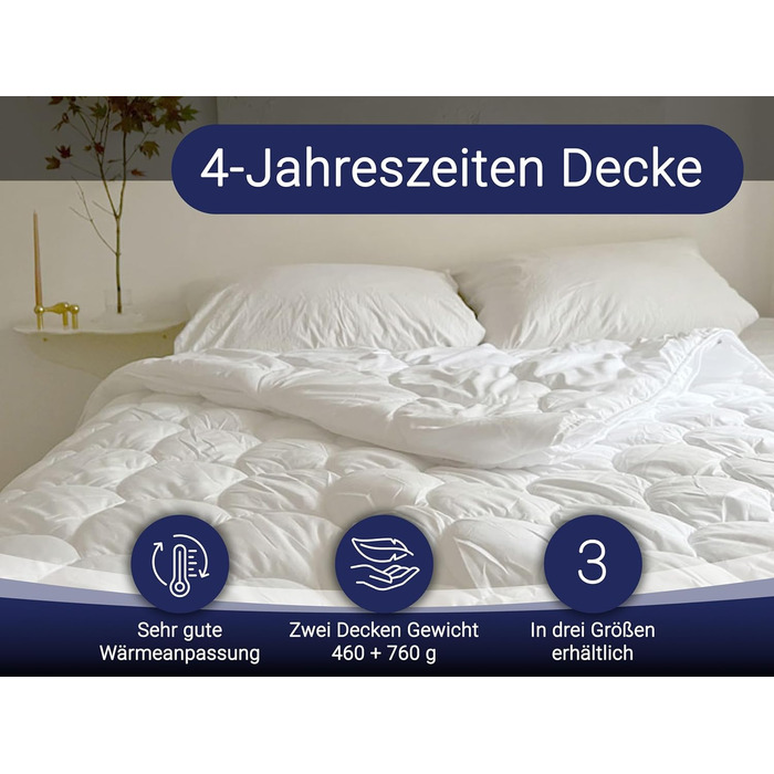 ZOLLNER 5-Piece Set 4-Seasons Duvet Cover - Skin-Friendly and Breathable Day Blanket - with Snap Buttons - Polyester - Washable up to 60°C - 135x200 cm - Hotel Quality - Oeko Tex® Certified 5x 135 x 200 cm White