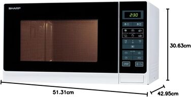 Мікрохвильова піч Sharp R342WW Solo 25 л, 900 Вт, біла