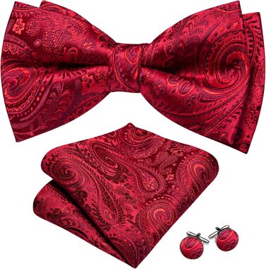 Набір краваток-метеликів, нагрудних хустинок та застібок для манжет Barry.Wang для весіль та урочистих заходів (шовк з візерунком павазьок)