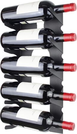 Steel wine rack for all types of wines, with wall mount and decorative trim. (2 x Black)