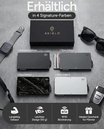 Кластинка для карток з RFID захистом та подарунковою коробкою – Мінімалістичний гаманець для чоловіків – Компактний картхолдер з безконтактним захистом (Alpha Collection) 05. Срібний випуск