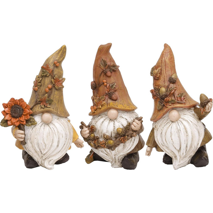 Valery Madelyn 3rd Autumn Decoration Figures, Resin Gnomes Garden Decor, 14cm Garden Gnomes for Autumn Decor Outdoors, Table Decor for House Indoors, Fall Decor Gift Thanksgiving (L)