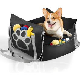 Автомобільний лежак для собак, чорний, Medium. Безпечний транспортувальний сидіння для собак маленьких та середніх порід (до 25 кг)
