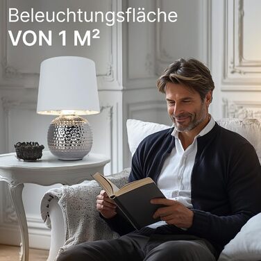 ARTE LAMP Poppy LED настільна лампа з кабелем – Хром/Біла лампа для робочого столу з білим тканинним абажуром для вітальні та спальні (Merga Chrom)