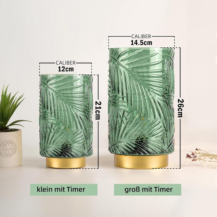 LED настільна лампа MJ PREMIER з акумулятором, торшери з USB зарядкою, диммування, скляна основа, декоративне освітлення, аварійна лампа (зелена)