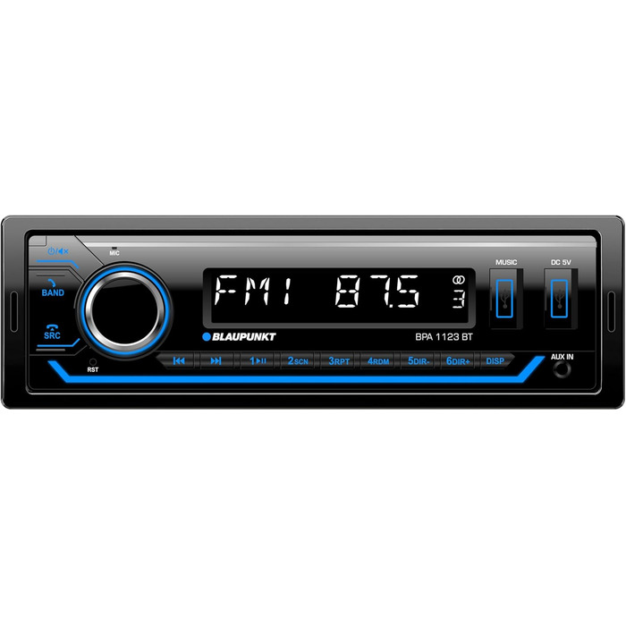 Автомагнітола Blaupunkt BPA 1123 BT 1-DIN, FM-RDS, Bluetooth, USB, Aux, Multicolor, 200 Вт