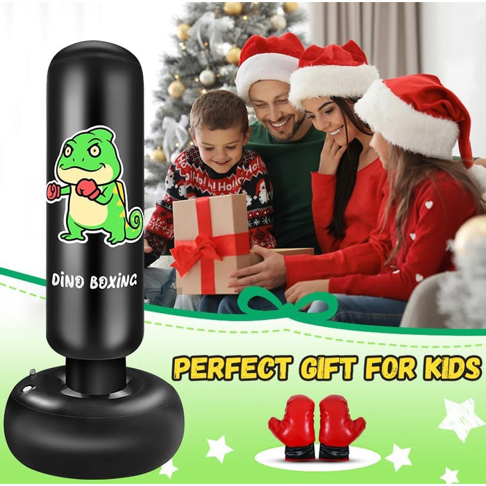 Надувний боксерський мішок для дітей Boxsack Kinder, 165 см, з рукавичками, для карате, тхеквондо, MMA (динозавр)