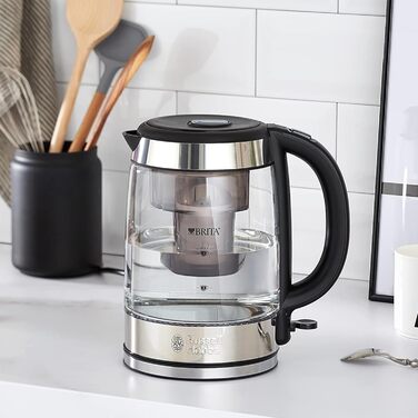 Скляний електрочайник Russell Hobbs Clarity 20760-57 з фільтром для води BRITA MAXTRA+, 2200 Вт, LED-підсвітка, 1л + 0.5л