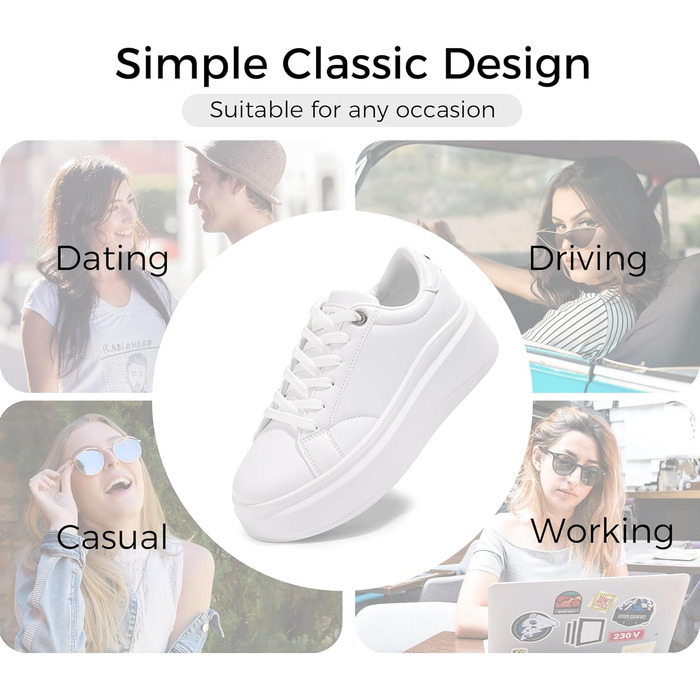 Жіночі кросівки на платформі LUCKY STEP, білі, з екошкіри, зручні повсякденні, розмір 38 EU