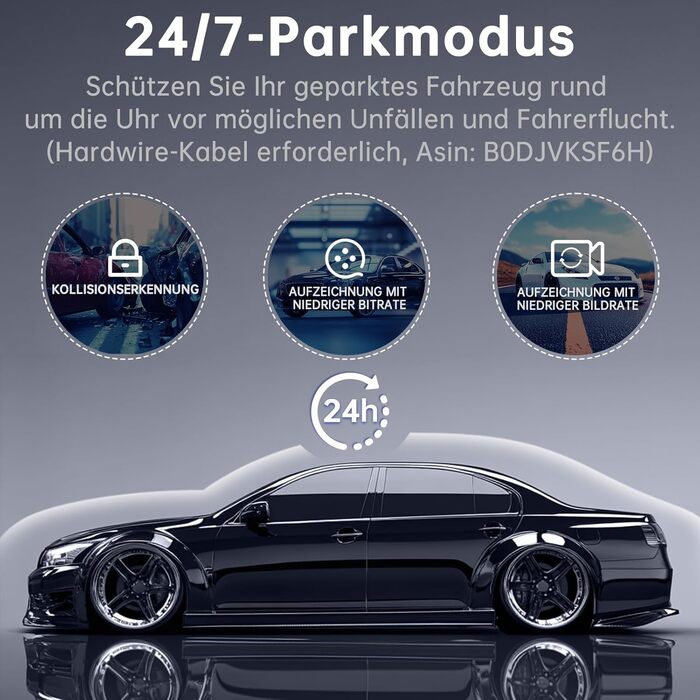 Автомобільний відеореєстратор Dashcam Dual 2.5K + 1080P з WiFi, 32GB SD-картою, ширококутним об'єктивом 170°, нічним баченням та датчиком удару G-сенсором, чорний