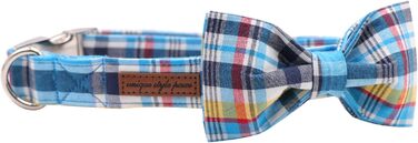 Нашийник для собак та котів з бантиком Unique Style Paws, міцний, регульований, для дівчаток та хлопчиків, блакитне плетіння