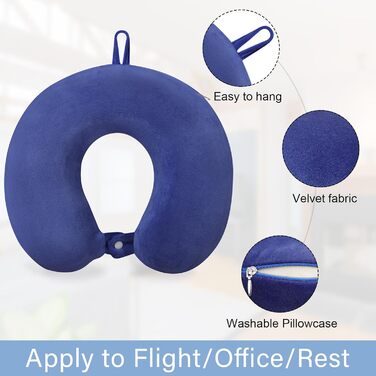 Подушка для шиї з Memory Foam, U-подібна, для подорожей. Зручна, підтримує шию та голову, зменшує втому. Підходить для літаків, поїздів, авто. Колір: Живий блакитний