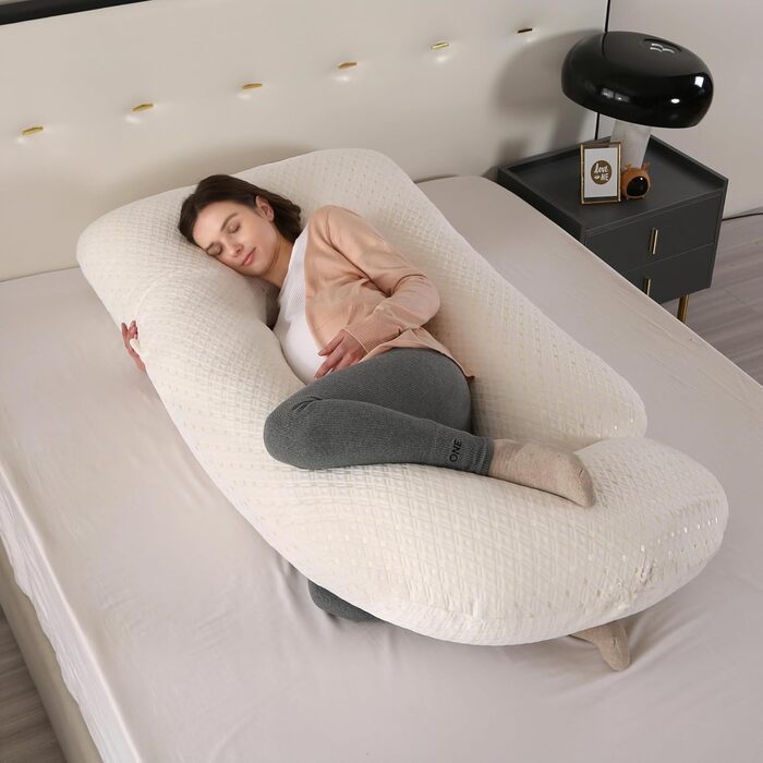 М'яке вагітне крісло GKXLH – подушка для вагітних для підтримки спини, живота, стегон, ніг, J-подібна подушка для вагітних для підтримки всього тіла, знімний чохол (білий)