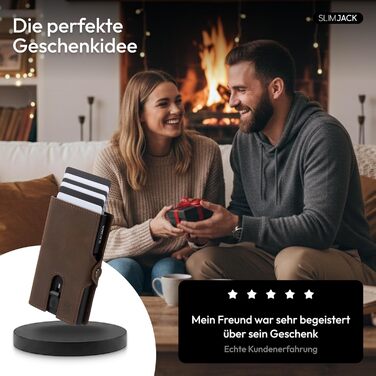 Slimjack Смарт-гаманець з відділенням для монет RFID захистом - чоловічий алюмінієвий картхолдер для карт та монет, темно-коричневий